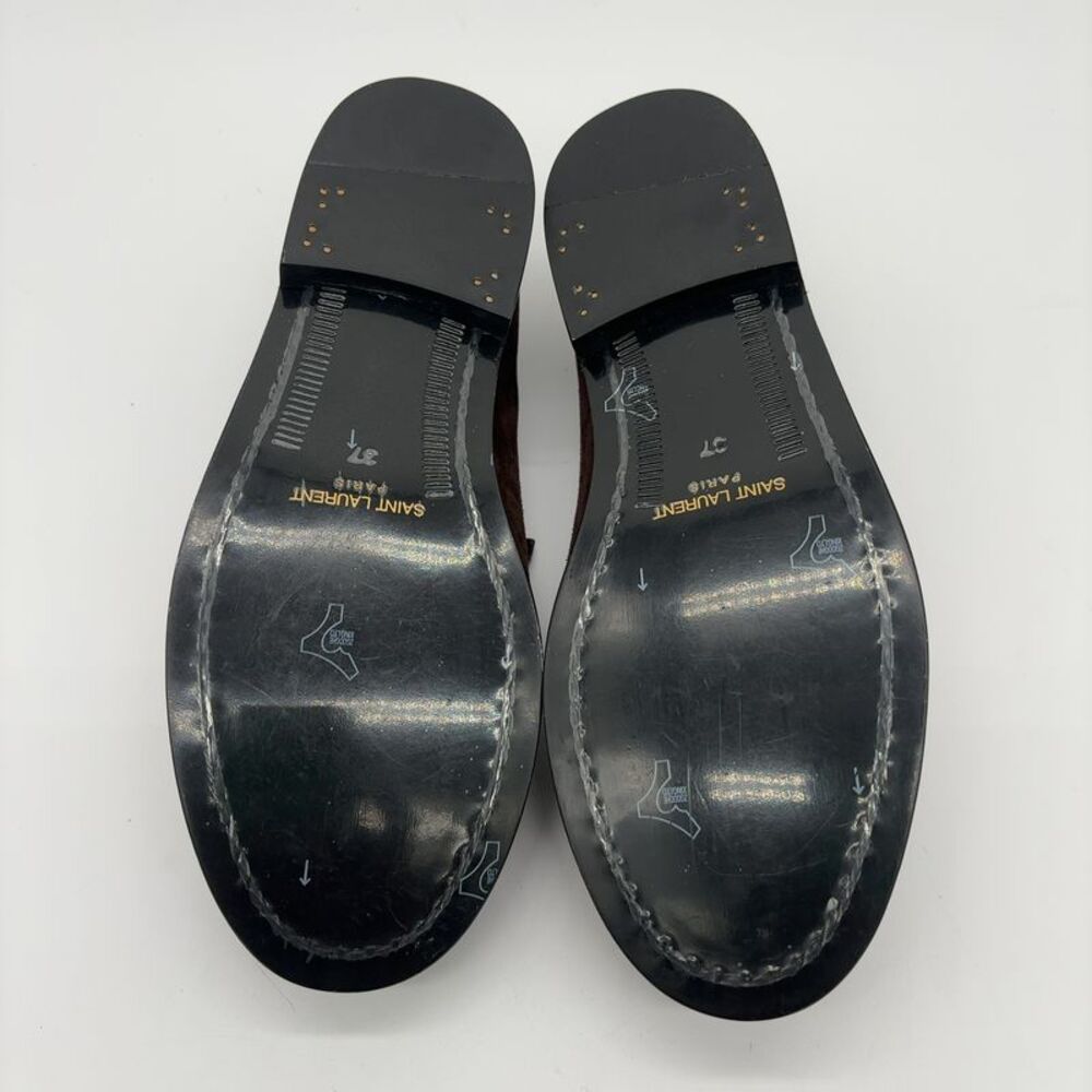 Saint Laurent t Brown Suede Penny Loafers - Picture 7 of 7